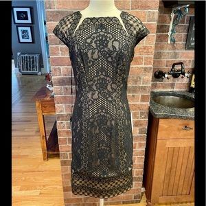 Tadashi Shoji Katori Mixed Media Collage Lace Cocktail Dress